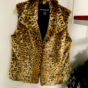 Kristen Blake Animal Print Faux Fur Vest